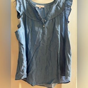 🔥LOFT chambray top with flutter sleeve